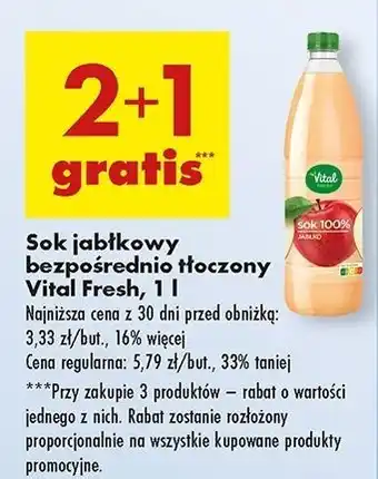 Biedronka Sok jabłkowy Vital Fresh oferta