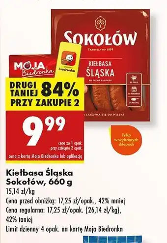 Biedronka Kiełbasa śląska Sokołów oferta