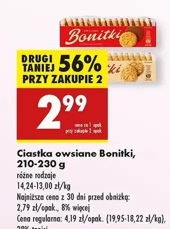 Biedronka Ciastka owsiane z sezamem Bonitki oferta