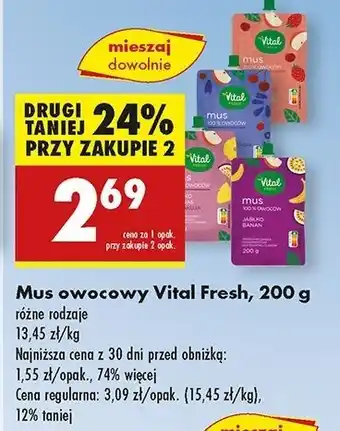 Biedronka Mus jabłko-wiśnia-jagoda kamczacka Vital Fresh oferta