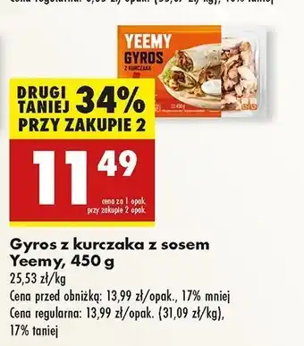 Biedronka Gyros z kurczaka Yeemy oferta