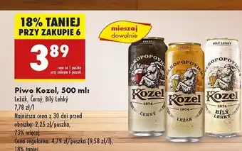 Biedronka Piwo Kozel Bily Lehky oferta