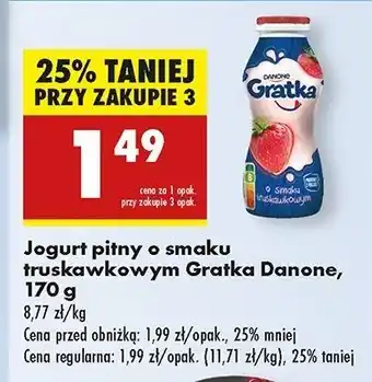 Biedronka Napój mleczny truskawkowy Danone Gratka oferta