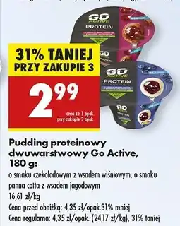 Biedronka Pudding panna cotta z wsadem jagodowym Go Active oferta