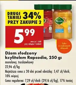 Biedronka Dżem słodzony ksylitolem truskawkowy Rapsodia oferta