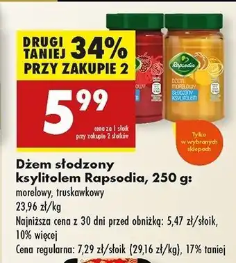 Biedronka Dżem słodzony ksylitolem truskawkowy Rapsodia oferta