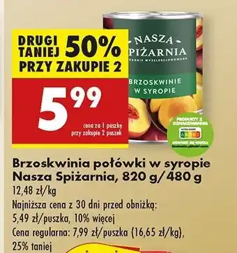 Biedronka Brzoskwinie w syropie Nasza Spiżarnia oferta