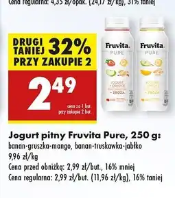 Biedronka Jogurt banan gruszka mango + płatki owsiane i jaglane Fruvita Pure oferta