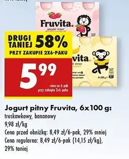 Biedronka Jogurt pitny truskawkowy Fruvita oferta