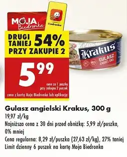 Biedronka Gulasz angielski Krakus Animex oferta