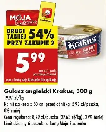 Biedronka Gulasz angielski Krakus Animex oferta