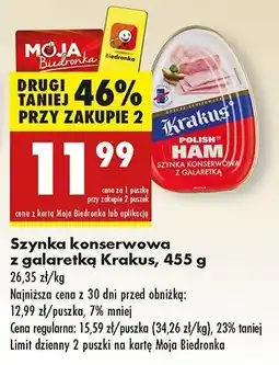 Biedronka Szynka konserwowa Krakus Animex oferta