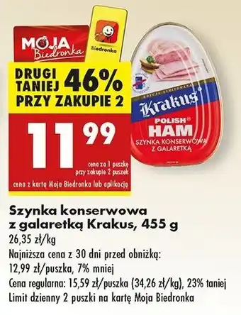 Biedronka Szynka konserwowa Krakus Animex oferta