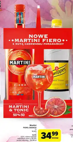 Carrefour Vermuth 1 l + napój schweppes indian tonic 900 ml Martini Bianco oferta