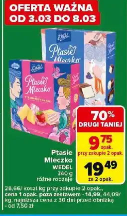 Carrefour Express Czekoladki w białej czekoaldzie strawberry shake E. Wedel Ptasie Mleczko oferta