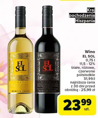 Carrefour Wino El Sol Medium Sweet oferta