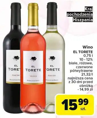 Carrefour Wino El Torete Semi Sweet oferta