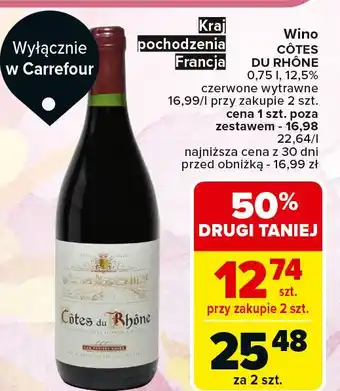 Carrefour Wino czerwone Cotes Du Rhone oferta