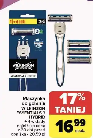 Carrefour Maszynka + 4 wkłady Wilkinson Essentials 3 Hybrid oferta