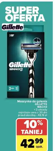 Carrefour Maszynka do golenia + 2 wkłady Gillette Mach3 oferta