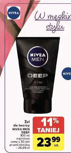 Carrefour Żel do mycia twarzy i zarostu Nivea Men Deep oferta