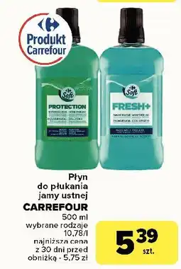 Carrefour Płyn do płukania jamy ustnej fresh+ Carrefour Soft oferta