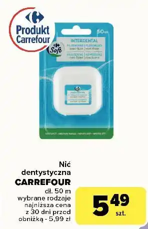 Carrefour Nić dentystyczna z miętą i fluorem Carrefour oferta