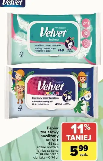 Carrefour Papier nawilżany Velvet Junior oferta