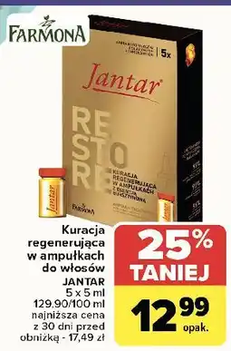 Carrefour Kuracja w ampułkach do włosów zniszczonych Farmona Jantar oferta