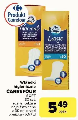 Carrefour Wkładki higieniczne large Carrefour Soft oferta