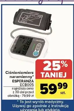 Carrefour Ciśnieniomierz naramienny ecb005 Esperanza oferta