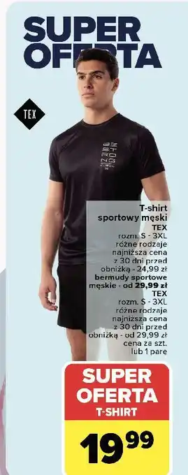 Carrefour Bermudy sportowe męskie rozm. s-3xl Tex oferta