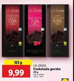 Lidl Czekolada ekwador 70% z malinami J.d.gross oferta