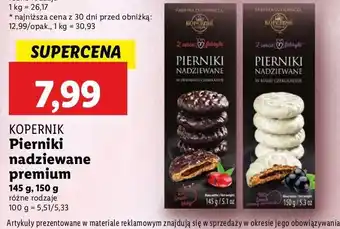 Lidl Pierniki w białej czekoladzie z nadzieniem z czarną porzeczką Kopernik oferta