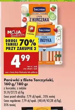 Biedronka Parówki z fileta z indyka Tarczyński oferta