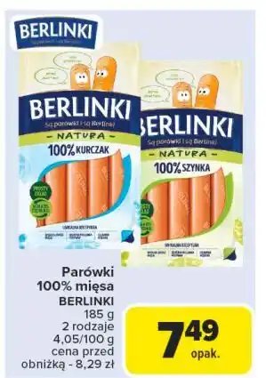 Carrefour Parówki 100% szynka Morliny Berlinki Natura oferta