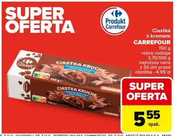 Carrefour Ciastka kruche z kremem czekoladowym Carrefour Classic oferta