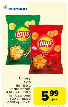 Carrefour Chipsy zielona cebulka Lay's oferta