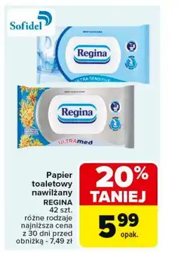 Carrefour Papier toaletowy nawilżany ultra med Regina oferta