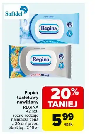 Carrefour Papier toaletowy nawilżany ultra med Regina oferta