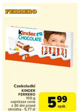 Carrefour Batoniki z mlecznej czekolady nadzieniem mlecznym Kinder Chocolate oferta