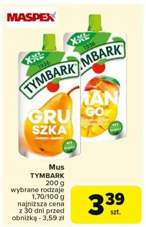 Carrefour Mus mango-brzoskwinia Tymbark 100% Owoców oferta