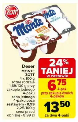 Carrefour Market Deser śmietankowy Zott monte white oferta