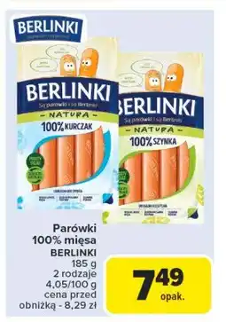 Carrefour Market Parówki 100% szynka Morliny berlinki natura oferta