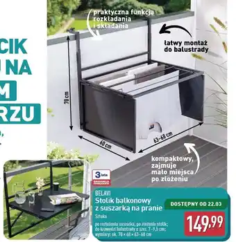 ALDI Stolik balkonowy z suszarką na pranie Belavi oferta