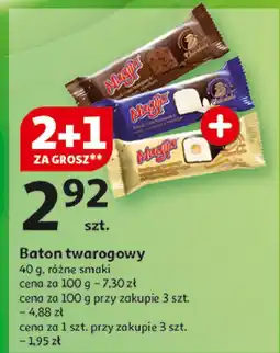 Auchan Batonik z masy twarogowej mlekiem zagęszczonym w polewie kakaowej Magija oferta