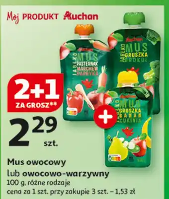 Auchan Mus jabłko gruszka banan cukinia Auchan Różnorodne (Logo Czerwone) oferta