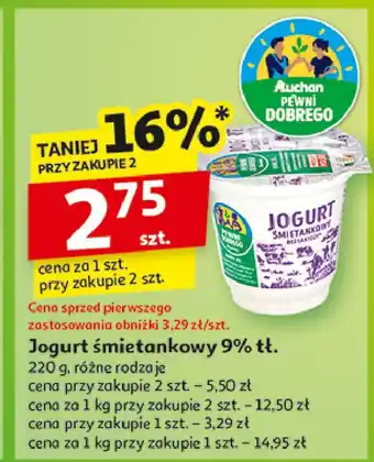 Auchan Jogurt śmietankowy bez laktozy Auchan Pewni Dobrego oferta