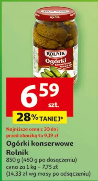 Auchan Ogórki konserwowe Rolnik oferta