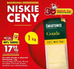 Biedronka Ser żółty Gouda w plastrach Światowid 1kg oferta